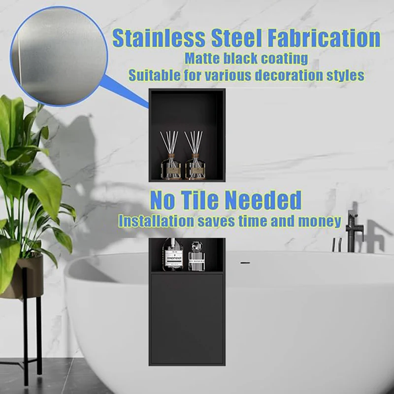 3-Layer Tissue Box Stainless Steel Niche with Trash Bin